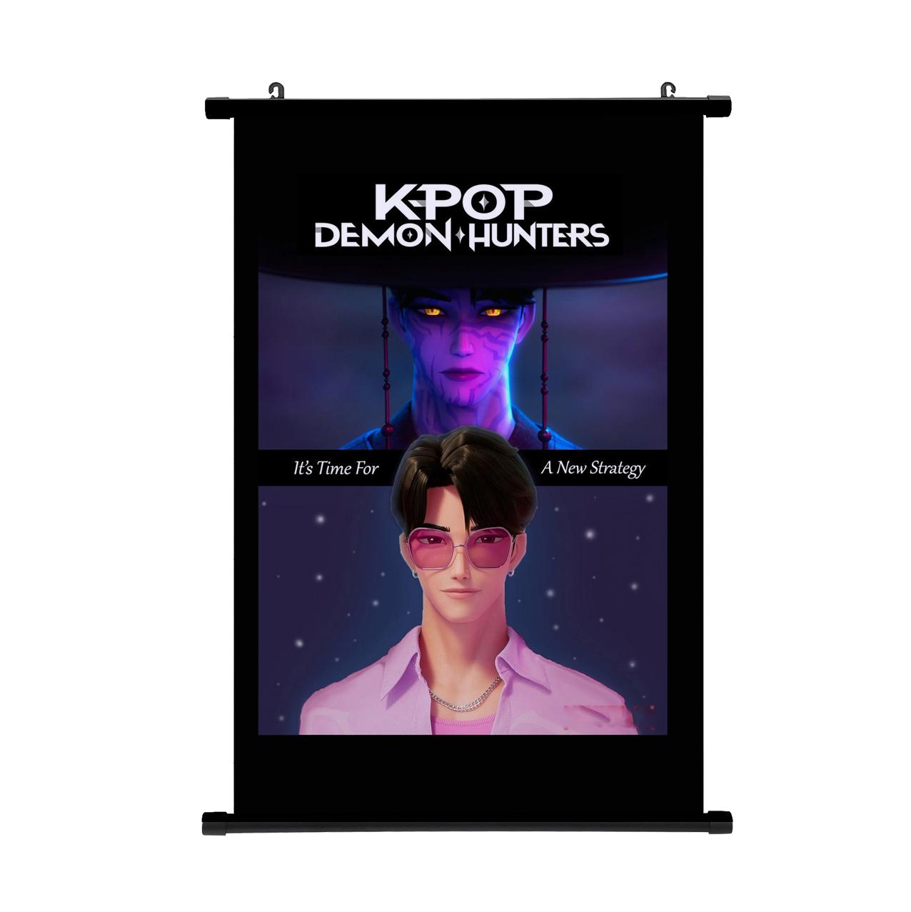 

K-pop Охотники на демонов Постер Подвесная картина Huntrix Girl Zoey Rumi Mira Saja Мальчики K-pop Домашний декор Постер Настенный свиток Постер 30*45cm оранжевый