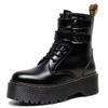 Botas Martin de Suela Gruesa con Doble Hebilla Cremallera Lateral Hebilla Botines Cortos para Mujer Botas de Trabajo con Cordones Suela de Muffin