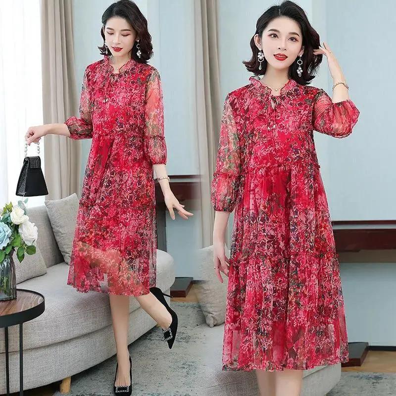 Rochie de vară pentru femei, cu mâneci trei sferturi, largă, din plasă, temperament, rochii ușoare de vânt