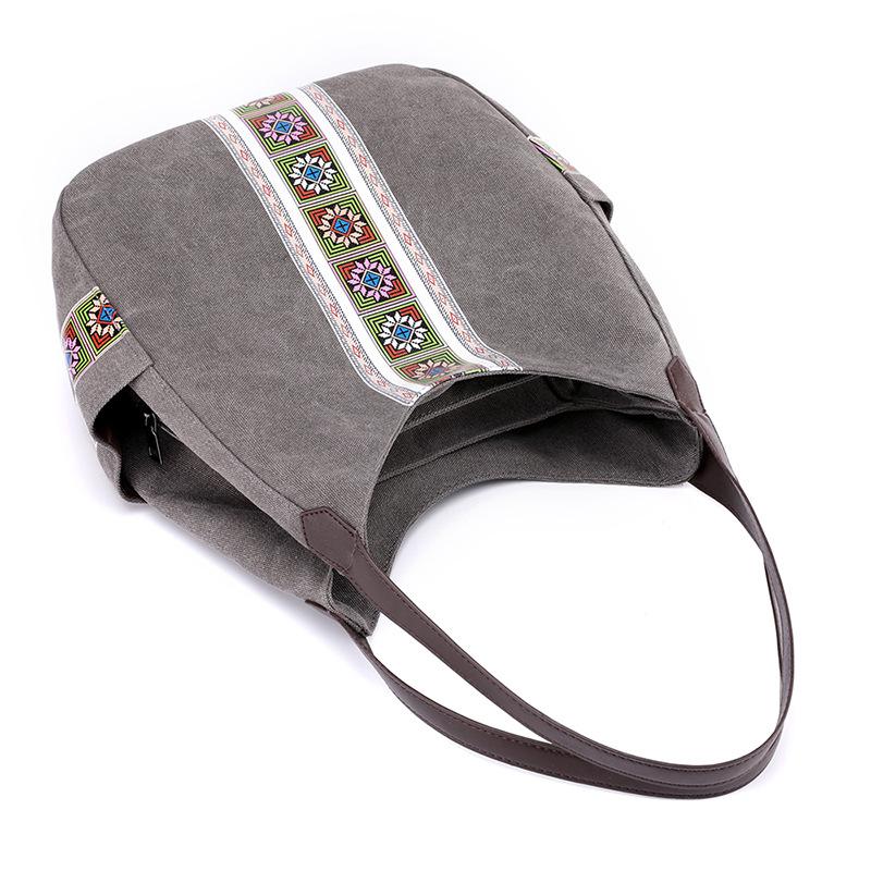 Bolso de lona para mujer, bandolera de mano, estampado étnico, moderno y sencillo, multicapa, informal, para compras.