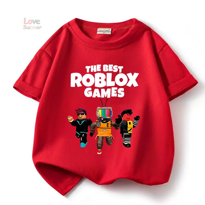 Robloxing Kid T-shirt Boys Game Sports Cotton T-shirt Child Cartoon Short Sleeve Casual Street Harajuku Clothes