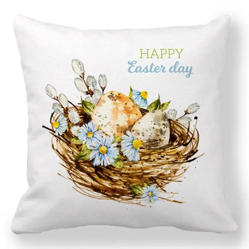 Easter Bunny Cushion Cover Easter EggHoliday Decoration Home Sofa Throw Pillowcase Easter Party Cushion Cover Square 45X45 Cm