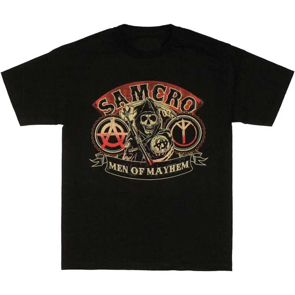 SAMCRO Men of Mayhem. - Retro SOA Grim Reaper Symbols T-Shirt Summer Cotton Short Sleeve O-Neck Men's T Shirt New S-3XL