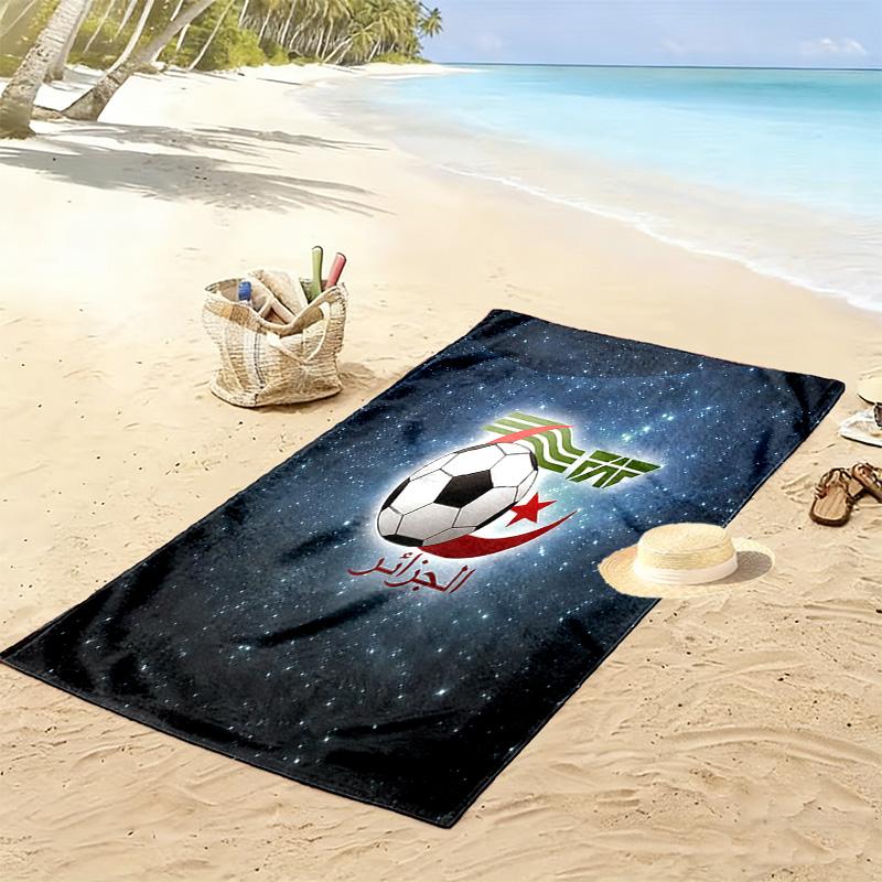 Algeria National Football Team Print Beach Towel, Large Soft Quick Dry Towel for Beach Camping Swimming