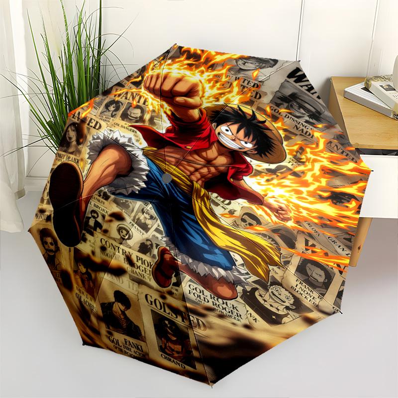 1 PC Automatic Folding Umbrella - One Piece Monkey D Luffy Pattern Portable Foldable Design With 8 Ribs Christmas Birthday Gifts