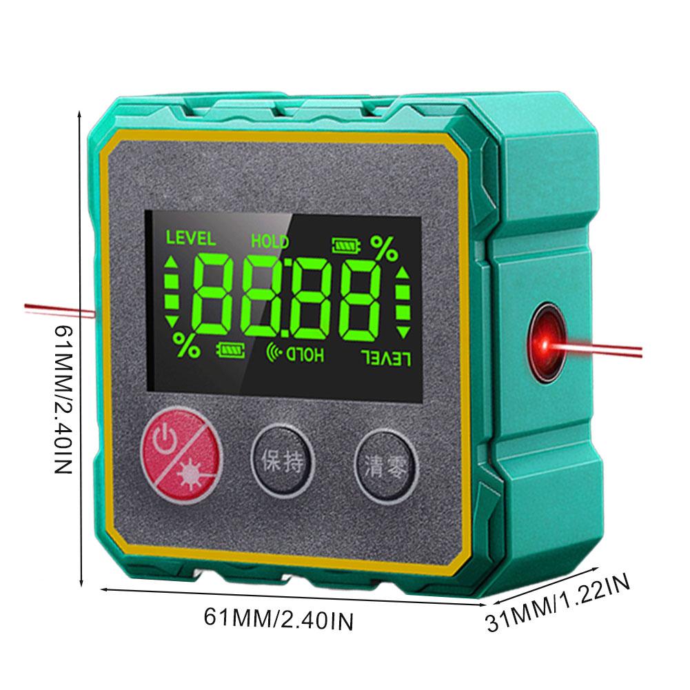 High-precision five-sided magnetic digital display inclinometer, Niuxiang 360-degree rechargeable green inclinometer