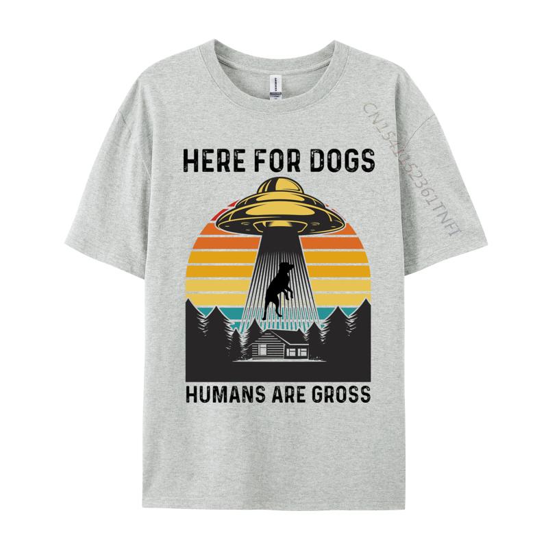 Here For The Dogs T-shirt Pure Cotton s Tops T Shirt Printed Tshirts Fitness Tight Tops & Tees Prevailing Round Neck