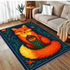 Retro Fox and Flowers Print Carpet for Bedroom Living Room Bedside Sofa Floor Mat Modern Home Decor Area Rug for Gifts