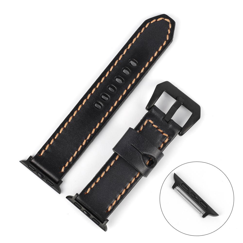Vintage Leather Watch Band 44mm 40mm 42mm 38mm Black Tan Cowhide Watch Strap Replacement for Smartwatch Wrist Bracelet Watches