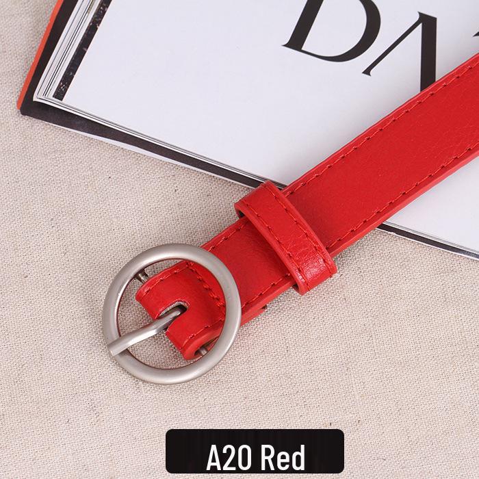 

Korean Women s Retro Black Thin Belt with Round Buckle - Versatile BF Style for Casual Pants