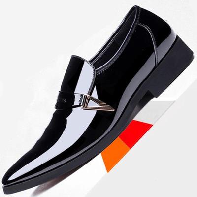 Jianda 2268 Shiny Pointed Men's Formal Leather Slip-On Shoes for Business or Weddings