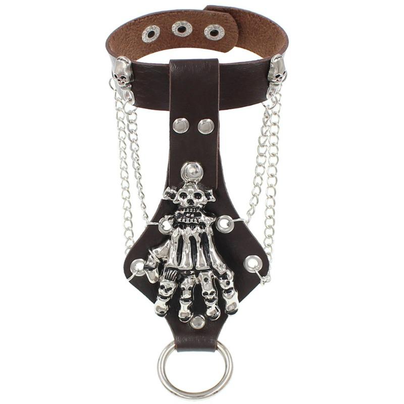 Eco-friendly PU Leather Punk Gothic Skull Claws Retro Ring Bracelet Bracelet Bracelet Jewelry