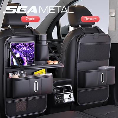Car Seat Back Organizer Multi-Functional Rear Seat Storage Bag With Foldable Tray Cup/Tissue Holder Storage Pocket