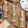 Unfinished Nutcracker Soldier Figure Unpainted Nutcracker Soldier Wooden DIY Nutcracker Figurine for Christmas Decoration Craft