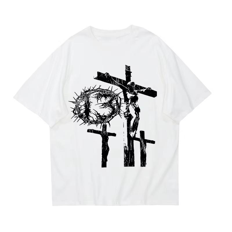 Streetwear Y2K T-shirt Harajuku Graphic Print Oversized Punk Short Sleeve T-shirt Rock Goth Retro Top Hip Hop Tee Fashion