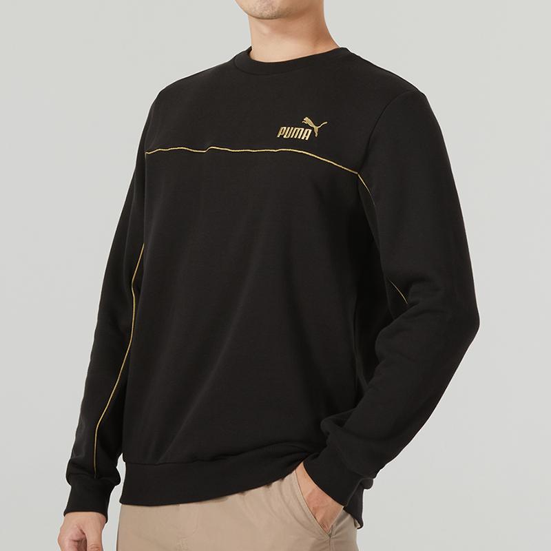 PUMA Fleece-Lined Crew Neck Sweatshirt With Logo Men Tops Black 680140-01