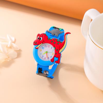 New Cartoon Dinosaurs Children Watch For Boys 3D Animals Patterns Silicone Wristwatch For Student Kids
