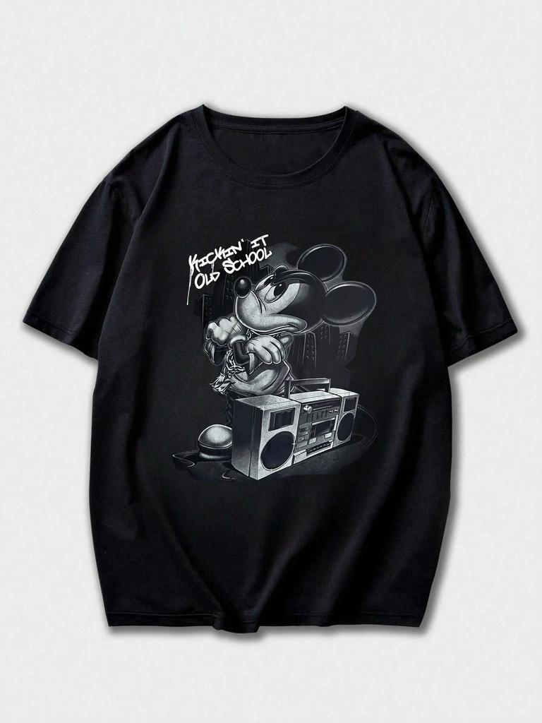 Disney Mickey Mouse Donald Duck Printed Mens TShirt Summer Casual Cute Cartoon Short Sleeve Top Mens Clothing Y2k Clothes Tee