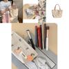 Trendy Canvas Tote Bag With Pumpkin Embroidery Large Capacity Beige Handbag
