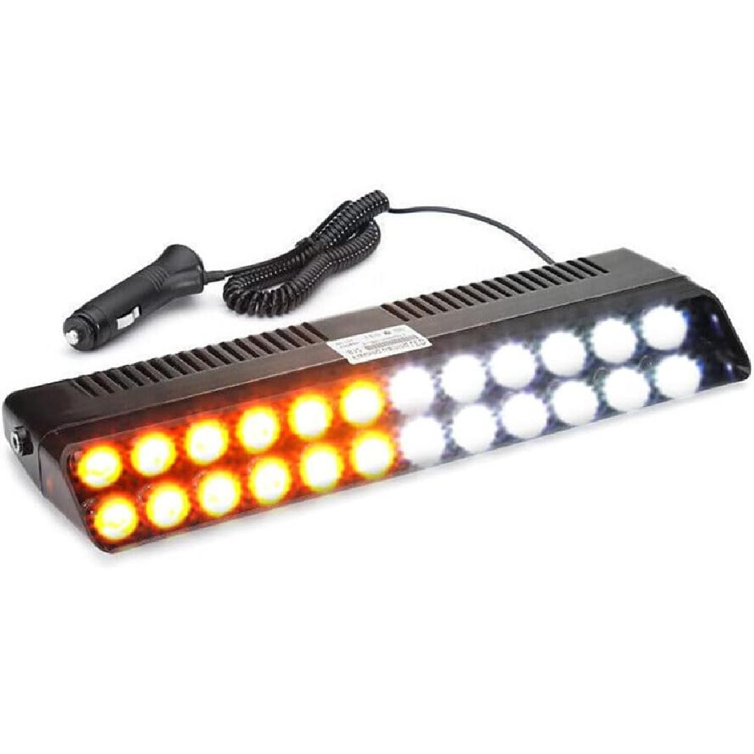 12LED Emergency Strobe Light 12V Windshield Dash Dashboard Interior Flash Roof Hazard Warning Light Bar for Car Truck Vehicle w/Suction Cups Amber