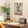 Vintage Bunny with Floral Wreath Metal Tin Sign, Rustic Iron Wall Art for Home, Garden, Gym, Cafe, Garage