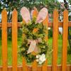 Easter Bunny Wreath 19.6 Inch Artificial Easter Bunny Flower Leaves Bows Decor Front Door Wreath For Home Walls Windows