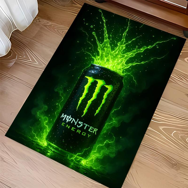 1pz Tappeto Area con Stampa Logo Monster Energy - Morbido, Lavabile, Antiscivolo, Tappetino da Interno per Sedie da Ufficio, Soggiorno, Home Office, Tappeto Decorativo