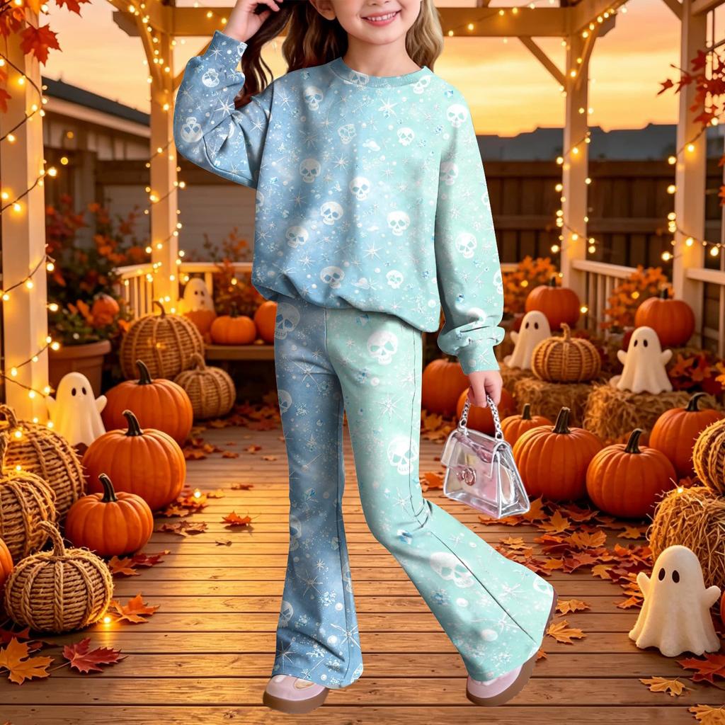 Kids Casual Long Sleeve Top and Pants 2-Piece Outfit Set for Boys Girls Everyday Wear