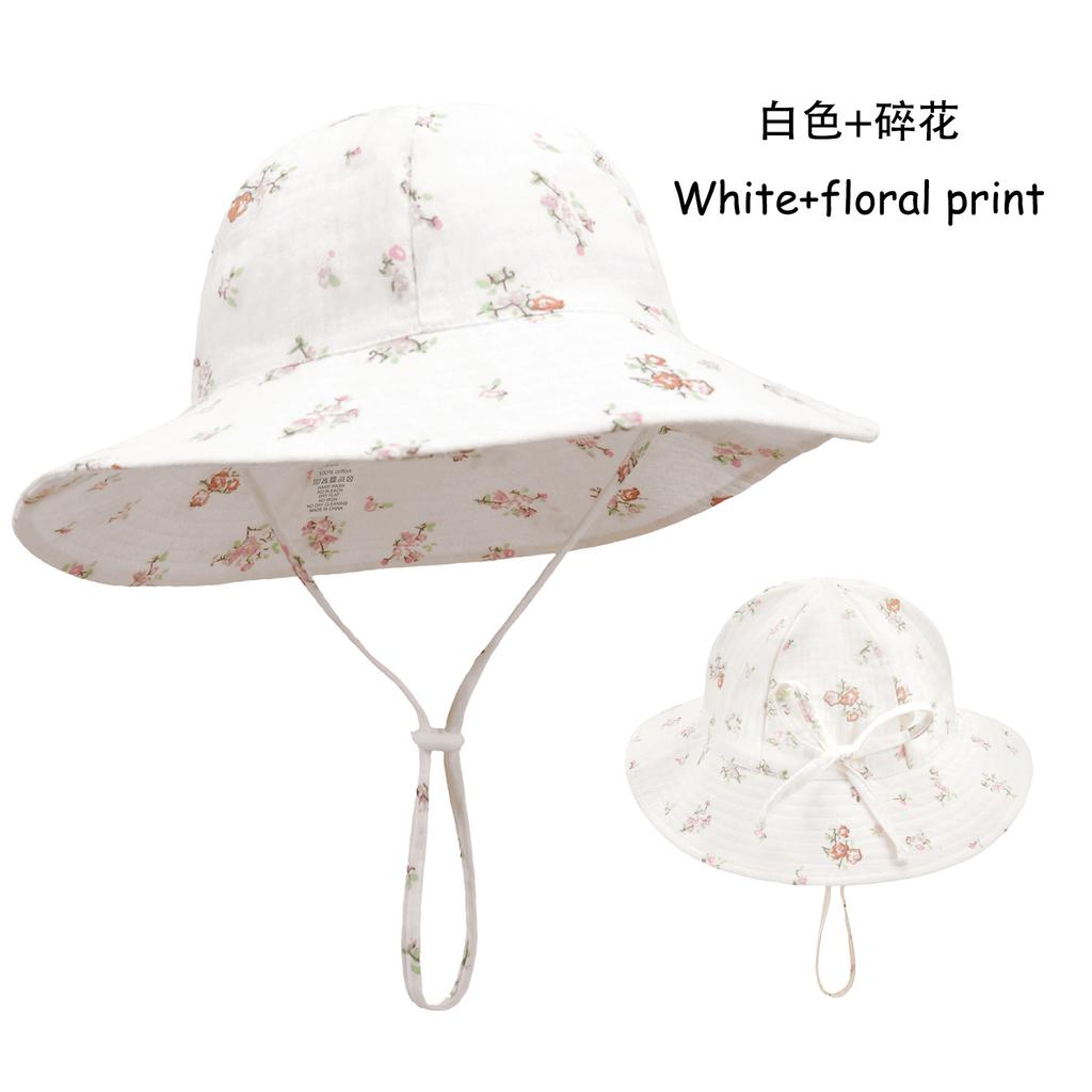 Newborn Boys Girls Bucket Hat Summer Kids Toddler Panama Cap 0 to 48 Months Soft Cotton Baby Sun Hat flower printing Cute Bunny
