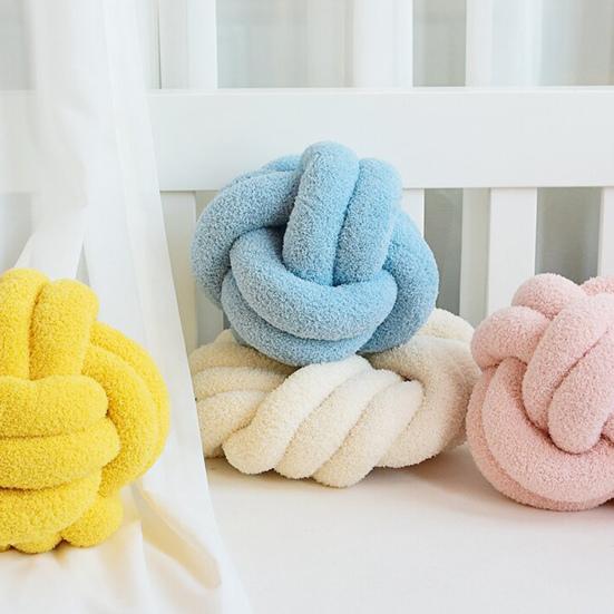 Pillow Manual Braided Knot Round Ball Shape Sherpa Elastic Sleeping Companion Sofa Couch Decoration Throw Pillow Photography Cushion