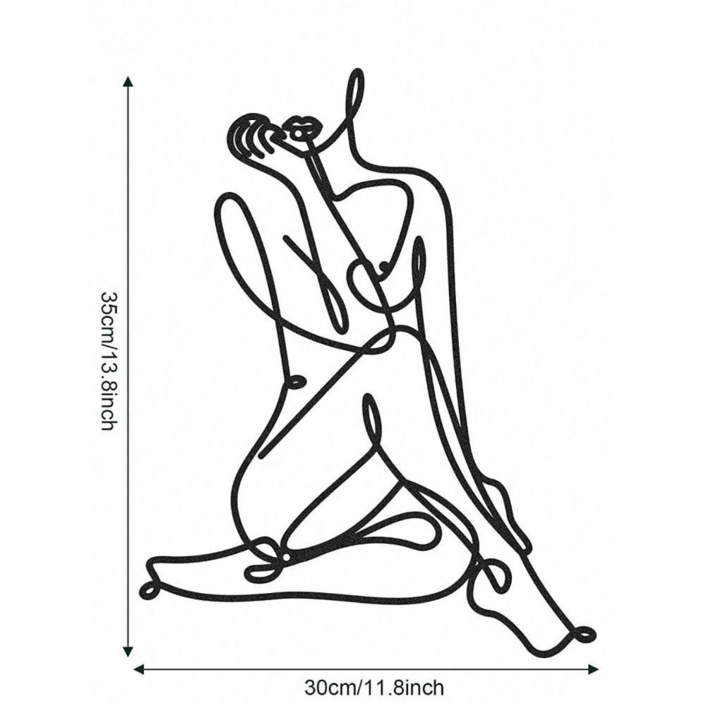 Minimalist Wire Female Body Silhouette Abstract Metal Wall Art Sculpture Home Decor
