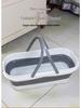 Foldable Rectangular Mop Bucket with Wheels and Handle - Portable Silicone Mopping Bucket