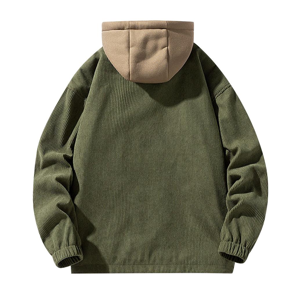 Vinter Herre Falsk Todelt Glidelås Hettejakke Fortykket Varm Frakk