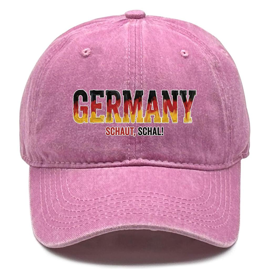 Baseball Hat With "GERMANY" "SCHAUT, SCHAL" Flag Printed , Adjustable Sun Hat Sporting Fashion Raw Brim Cozy Dad Hat