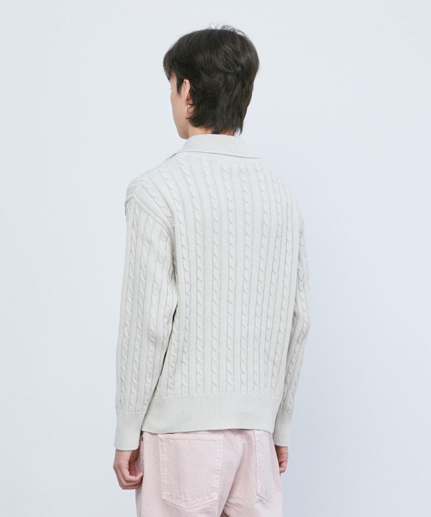 Knitted Cable Two-Way Zip-Up Cardigan Swiss