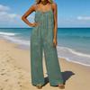 Damen-Jumpsuit, Lässige und lockere Passform, Mit rückenfreiem Design und dünnen Vintage-Trägern. Dieser Loungewear-Jumpsuit ist aus Baumwolle und Li