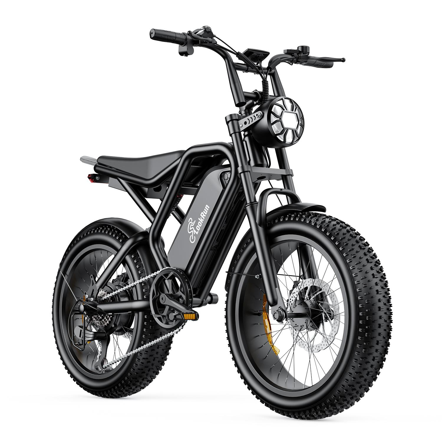LOOKRUN K20 Elektrofahrrad mit Dualer Federung, 48V 18,2Ah Akku, NFC-Entsperrung schwarz