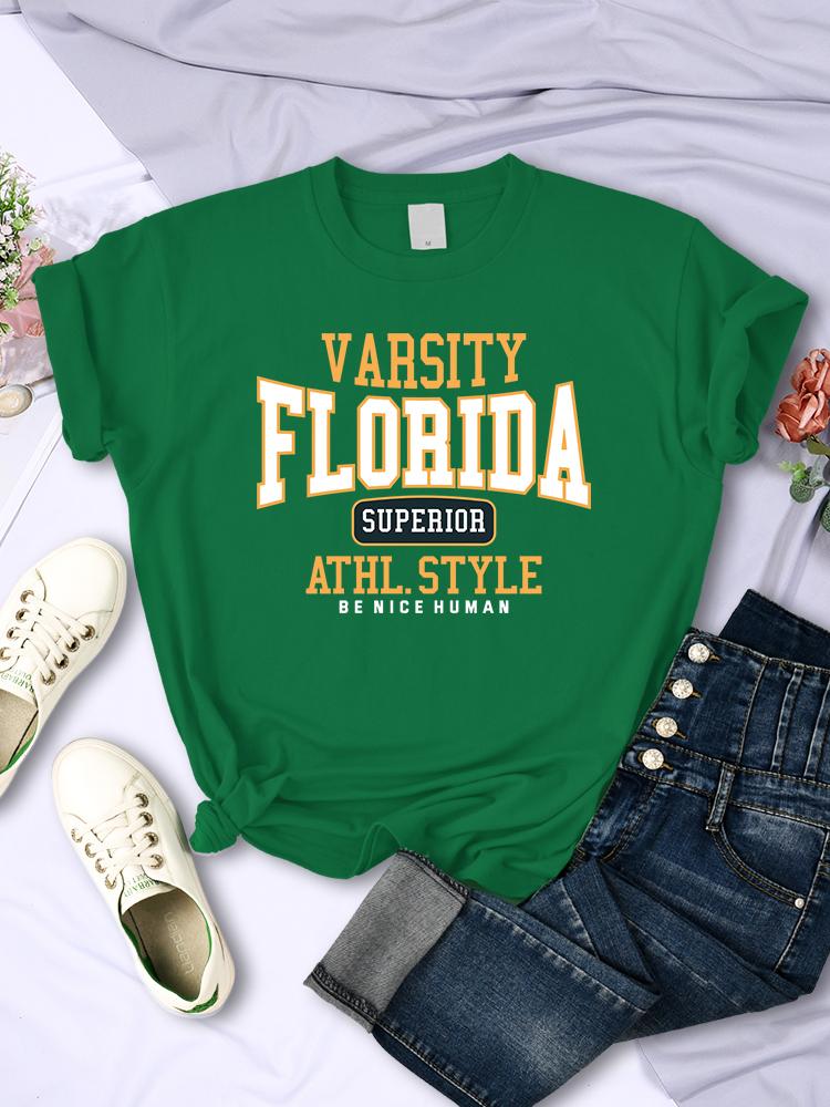 

Флорида Супериор Атл Стайл Женская Футболка с Коротким Рукавом Личность Повседневные Топы Дышащая Всепогодная Футболка Уличная Женская Футболка Одежда 4XL