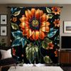 2pcs HD Black Gorgeous Sunflower Curtain Black Digital Printed Curtain Home Decoration Style Decorate Living Room Bedroom Wea