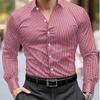 Mens Retro Striped Long Sleeve Slim Fit Casual Shirt For Spring Autumn