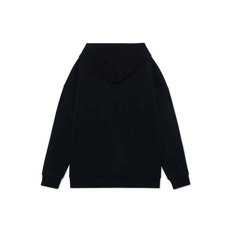 Li Ning Loose Pullover Hoodie With Logo Pattern Men Tops Black AWDRF47-1