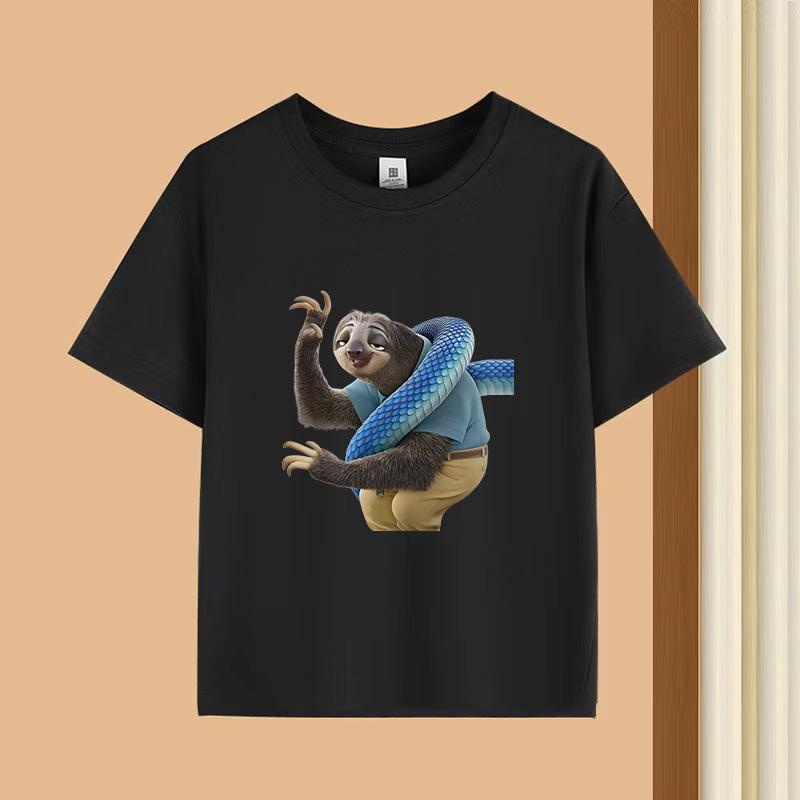 Dětské tričko s krátkým rukávem a kulatým výstřihem - 230g čistá bavlna s potiskem zvířat