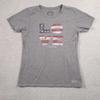 Life Is Good T-Shirt Women's Medium Gray Patriotic Graphic Print Love