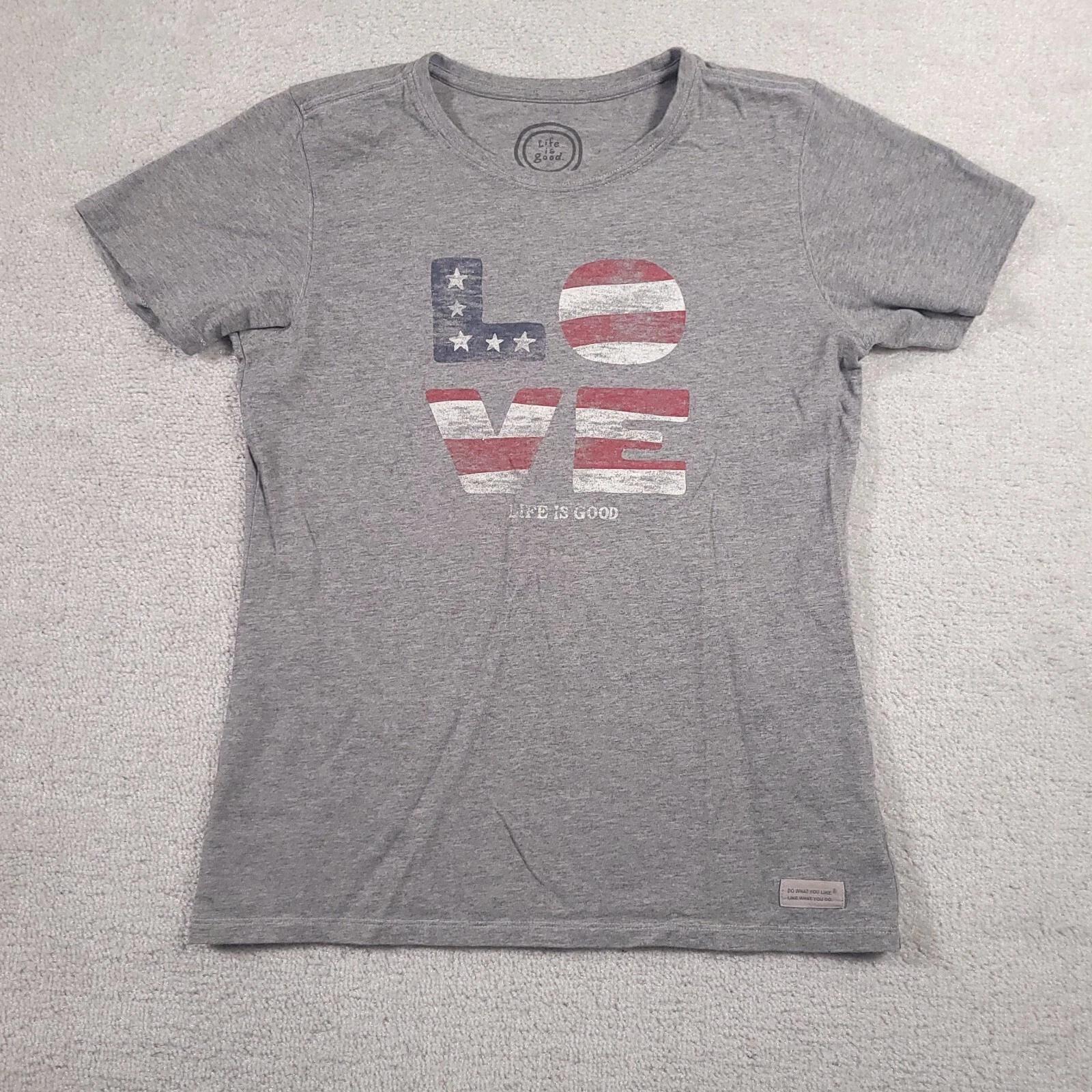 

Футболка Жизнь прекрасна Женская Средняя Серая Патриотический Графический Принт Любовь 150