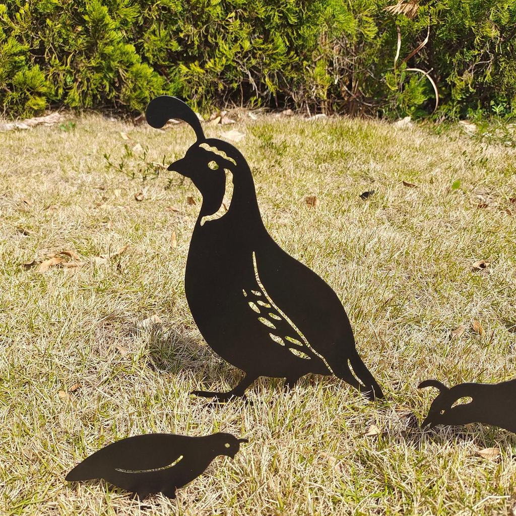 4x Bird Animal Statue Garden Decor Photographic Props Yard Stake Patio Iron Sculpture