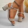 Women High Heels Sandals Summer Fashion Elegant Low Heels Woman Shoes Luxury Designer Sexy Sandals Women Sandalias De Mujer