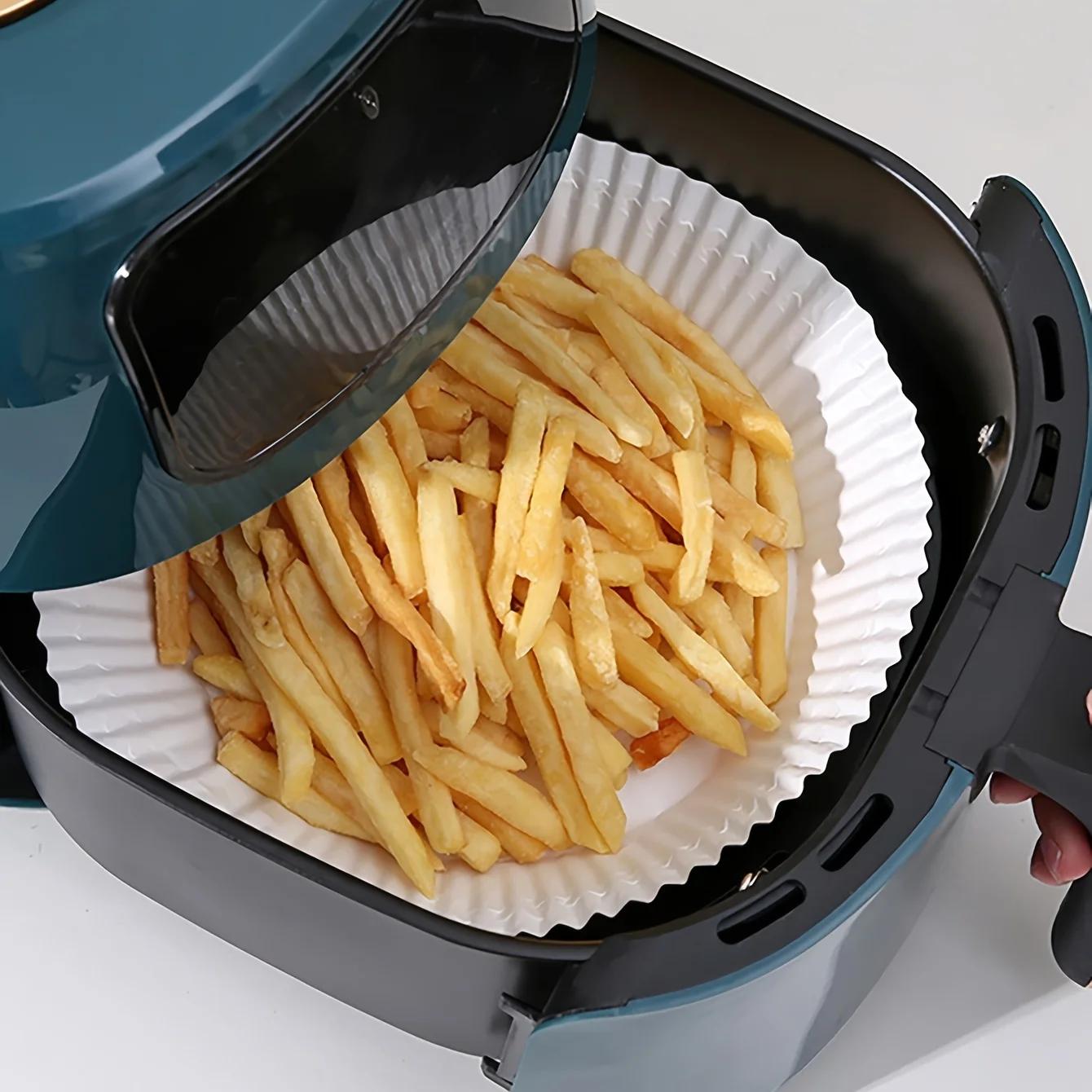 

50 шт. Бумага для аэрофритюрницы с антипригарным покрытием - квадратная бумажная подкладка для выпечки, запекания и приготовления в микроволновой печи - легко чистить и полезнее белый