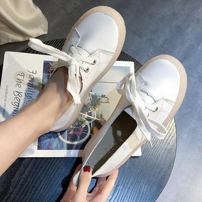 Fashion Woman Pu Leather Solid Flat Shoes Women's Sneakers Lace Up Slip On Casual Fashion Shoes 2024 New