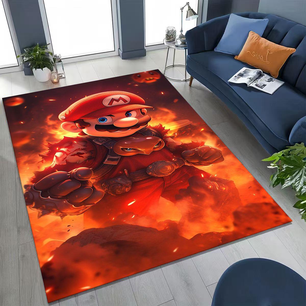 2026 New Retro Mario Cartoon Gift Rug for Bedroom Living Room Sofa Home Doormat Decor, Large Kids Play Non-slip Floor Mat 40x60cm( 15x23in )