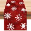 Festive Red Snowflake Table Runner Christmas Decoration Linen Fabric for Coffee Table Dining Room